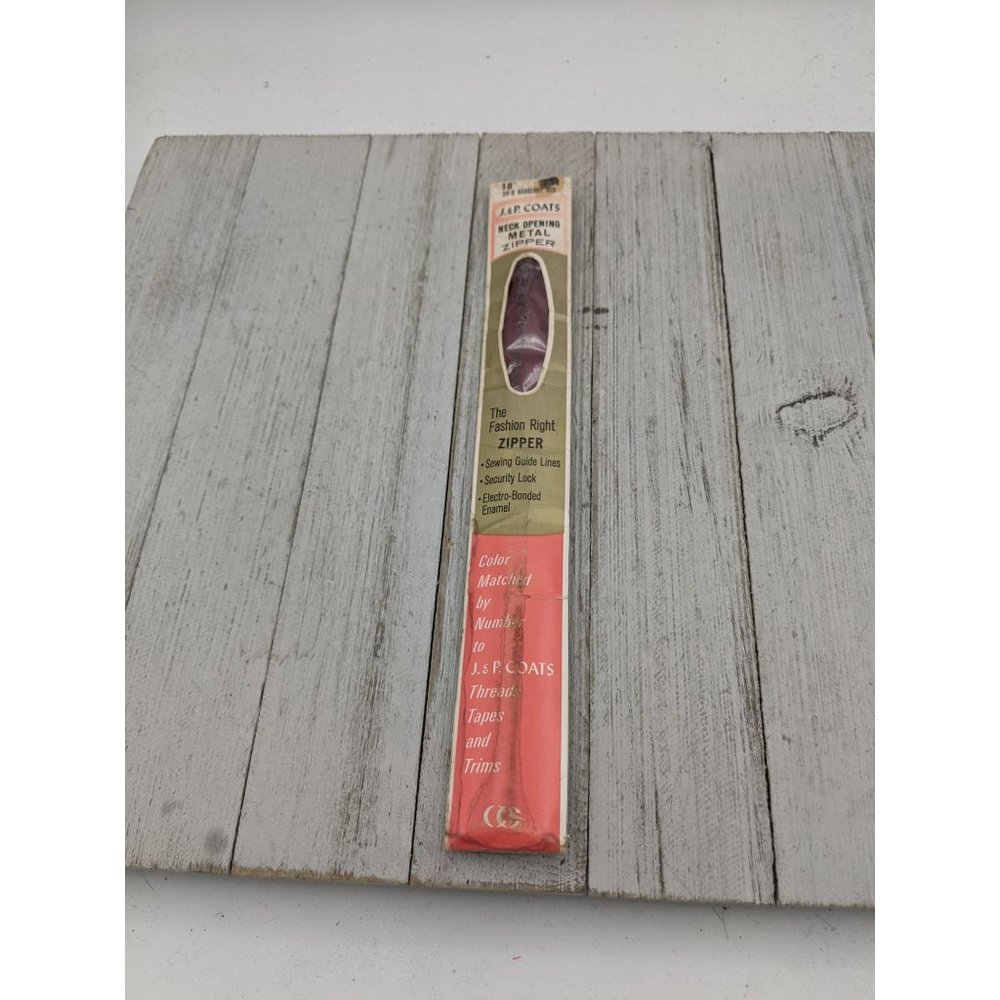 Vintage J&P Coats Neck Opening Metal Zipper 18" Bayberry Red 39-B